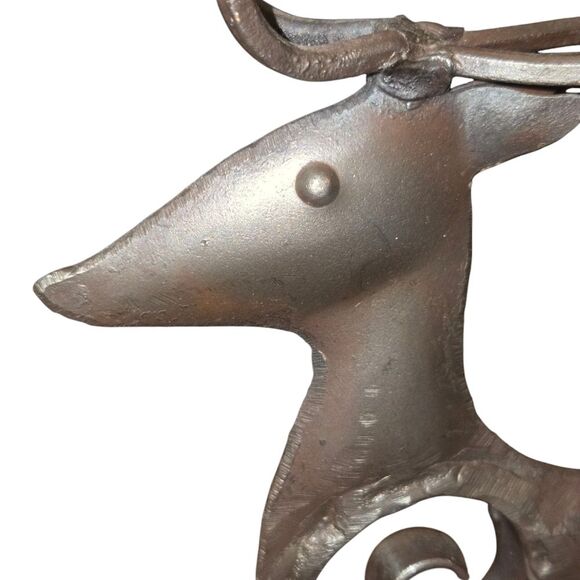Brutalist Style Primitive Hand Crafted Welded Forged Iron Reindeer 9.5"X8"X2" - Picture 7 of 7